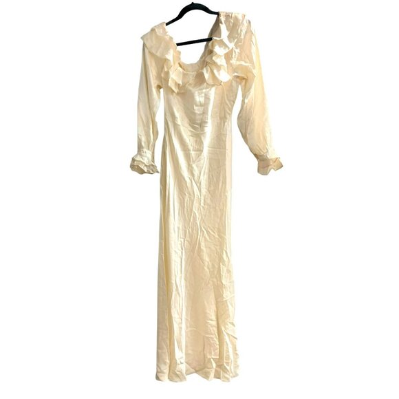 Stone Cold Fox X Revolve Vicious Slip Dress Ivory Silk Ruffled NWT Satin Viral L - Picture 10 of 16